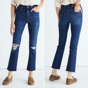 Madewell 11" High Riser Crop Flares Dark Wash Jeans Size 25